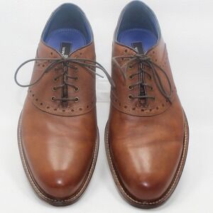 Winthrop Phillips Mens Saddle Oxford Shoes Brown Leather Lace Up Size 10